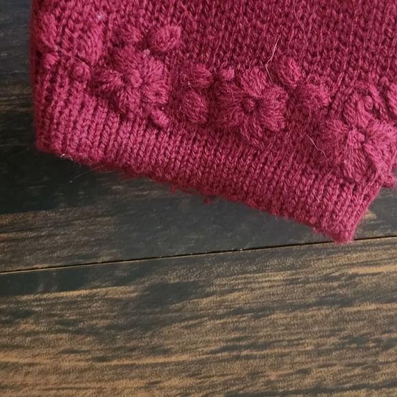 Vintage Tally Ho Women’s Maroon Button Front Floral Cardigan Sweater Size M - Picture 6 of 11